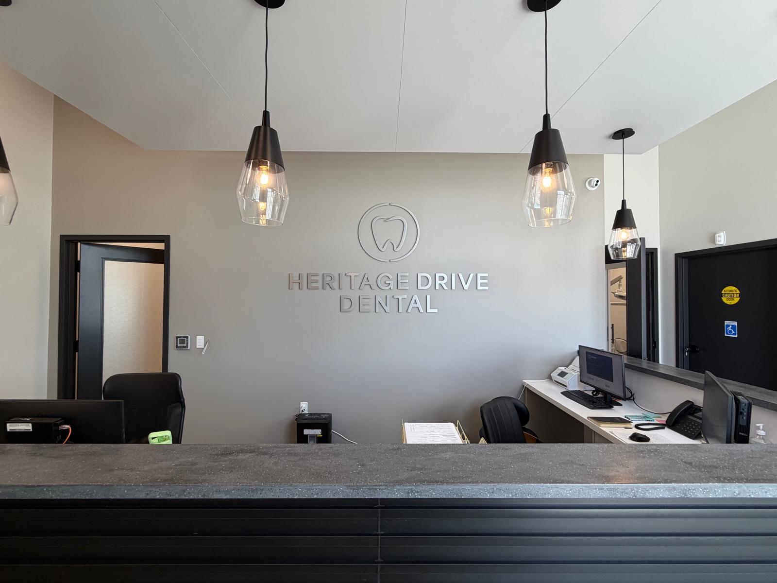 Front desk reception area of Heritage Drive Dental in LaSalle